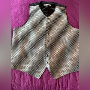 Perry Ellis gray ombré tux vest - size med -satin back